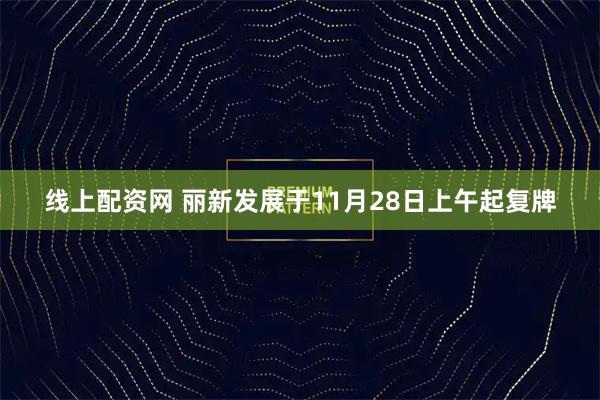 线上配资网 丽新发展于11月28日上午起复牌